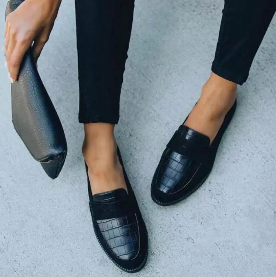 Women's Loafer Shoes Crocodile Embossed Slip-On Casual Office