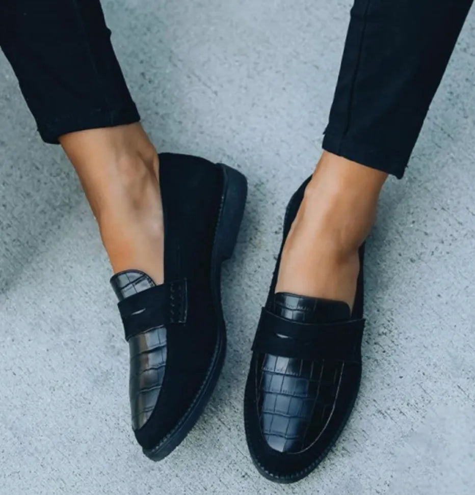 Women's Loafer Shoes Crocodile Embossed Slip-On Casual Office
