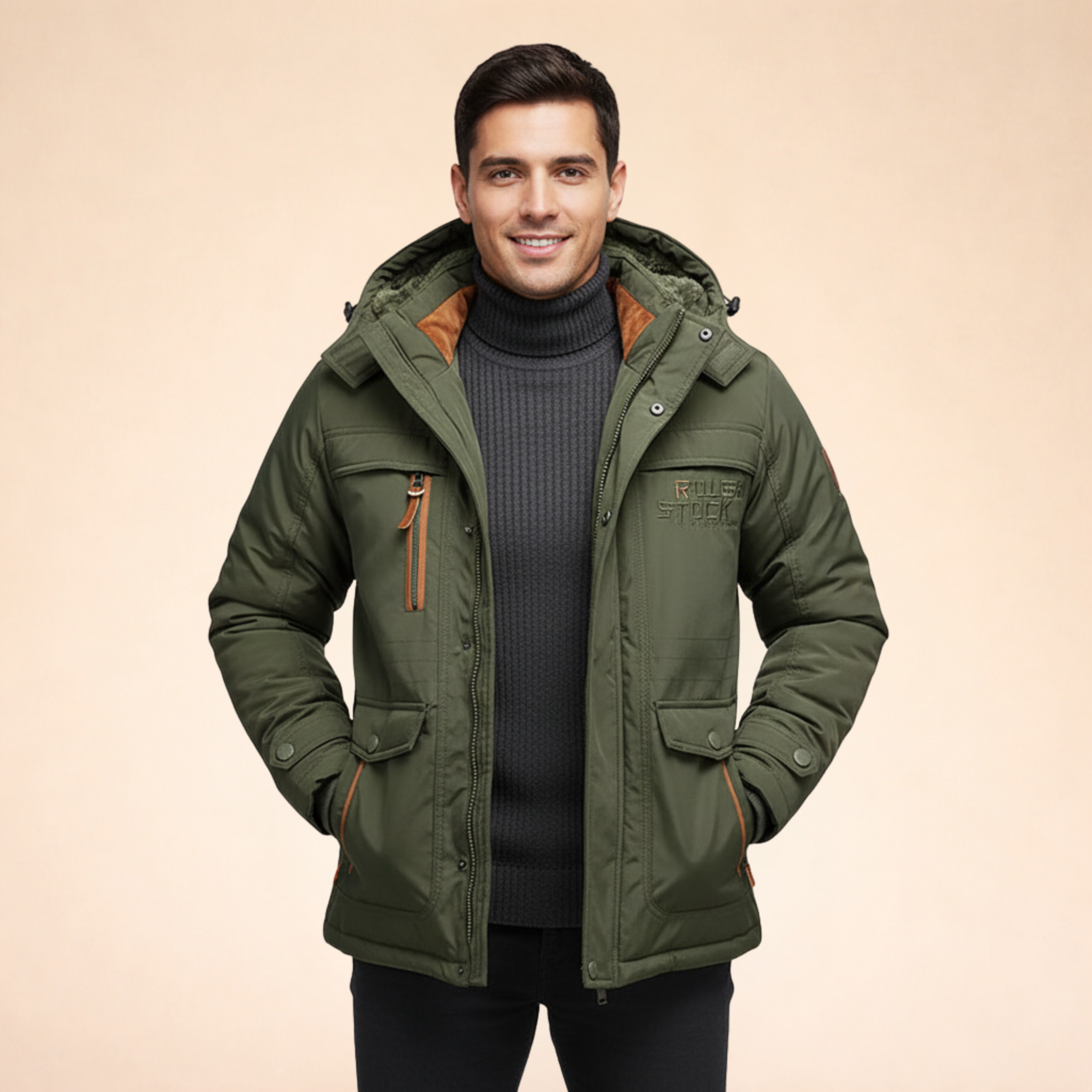 Winter Jacket Men's Warm Weather-Resistant Insulated Outdoor Coat