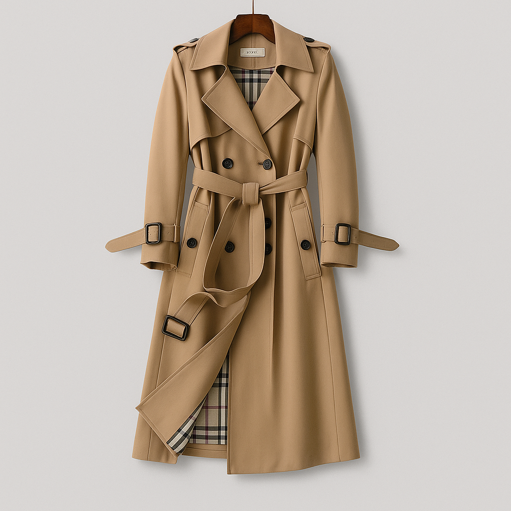 Trench Coat Women Belted Classic Style Waterproof Elegant Everyday Outerwear