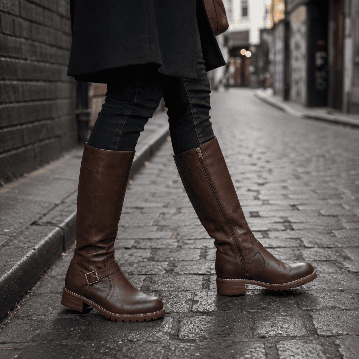 Women's Leather Boots Elegant Comfortable Zipper Non-Slip Sole