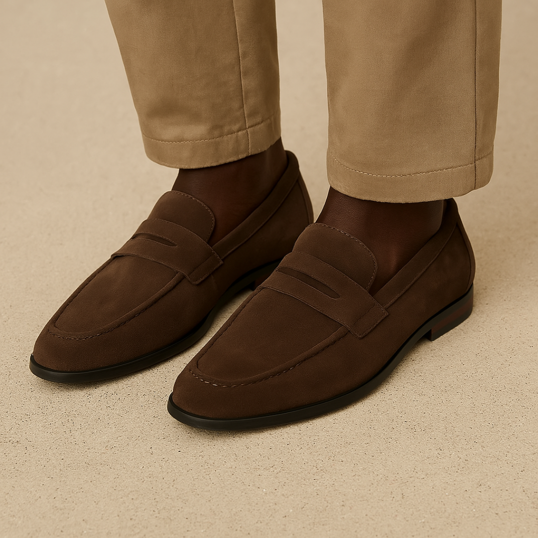 Penny Loafers Suede Casual Elegant Slip On Shoes Men