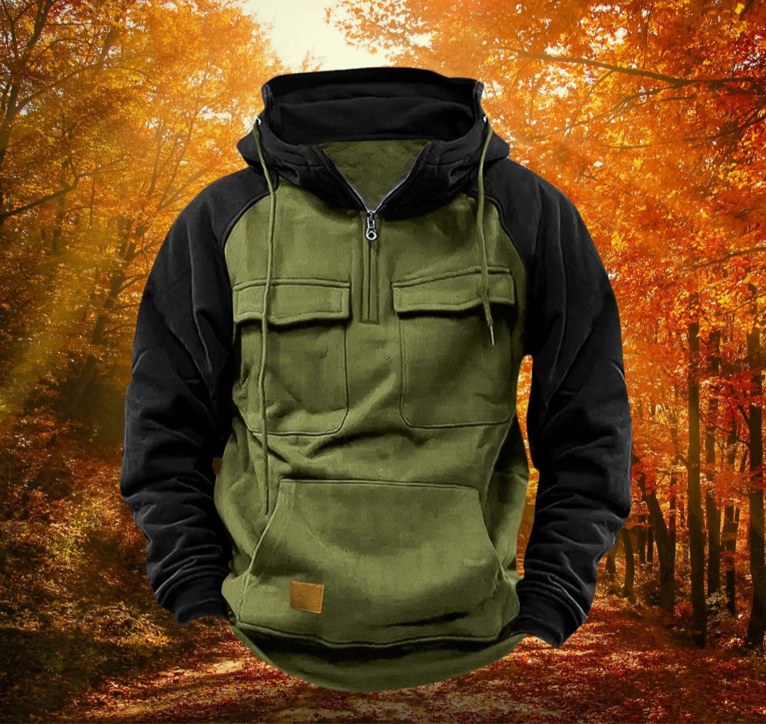 Hoodie Men's Multifunctional Winter Fleece Colour Block Urban Outdoor Casual Pullover
