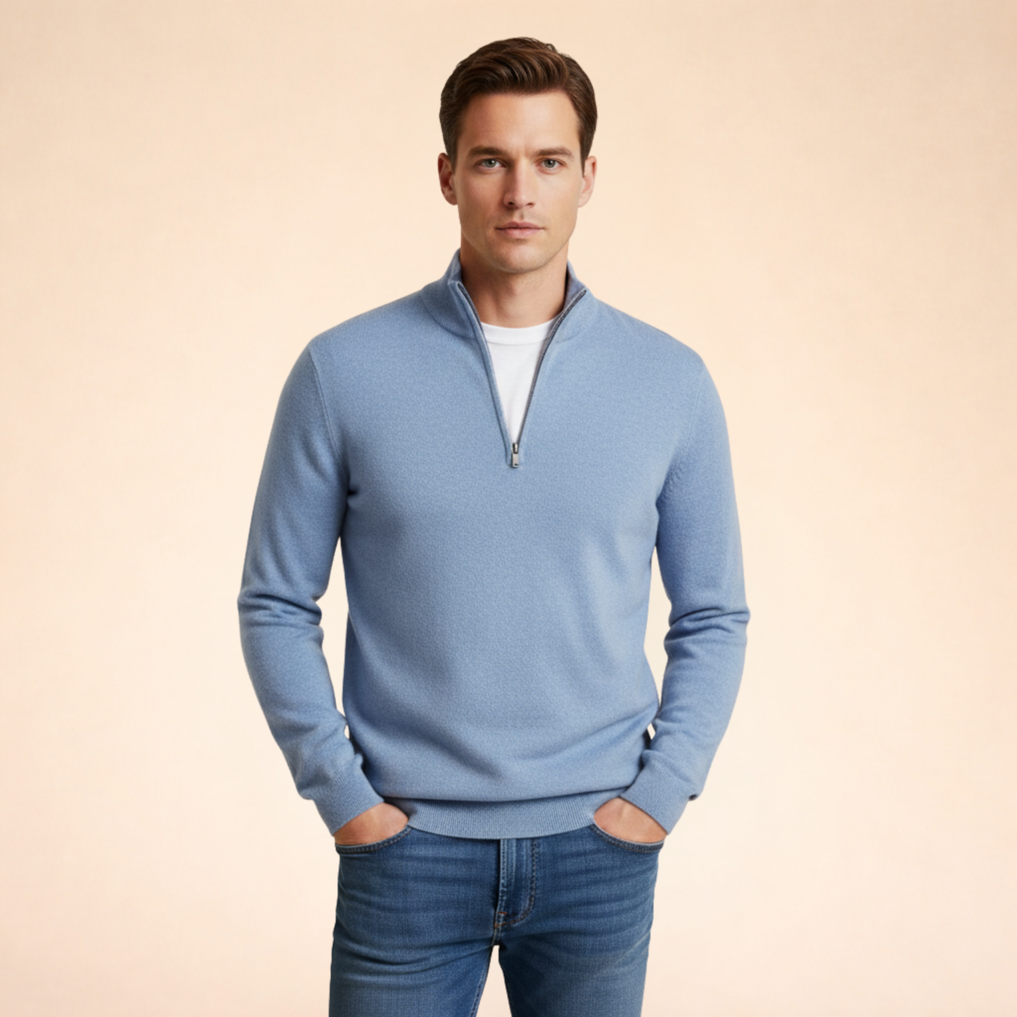 Half-Zip Winter Sweater Men's Cozy Layering Comfortable Relaxed Fit