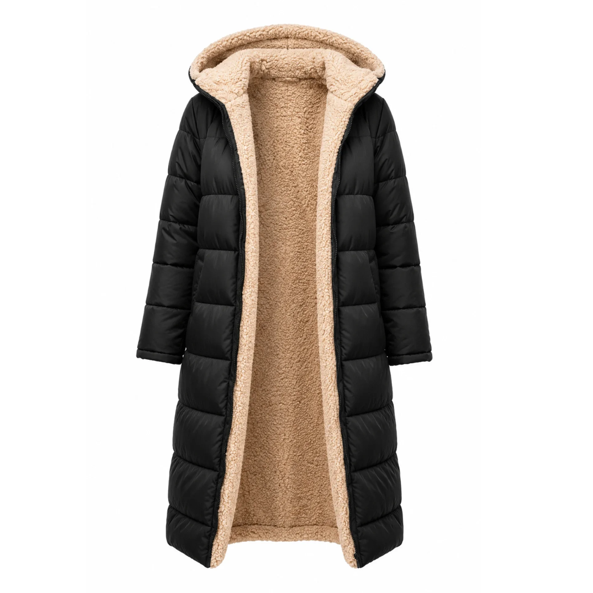 Women's Warm Hooded Winter Longline Puffer Jacket Quilted Coat
