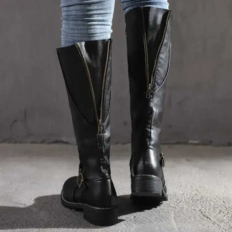Women's Leather Boots Elegant Comfortable Zipper Non-Slip Sole