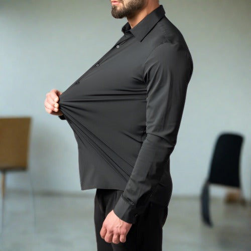 Men's Wrinkle-Free Shirt Stand Collar Formal Casual Smart Wear