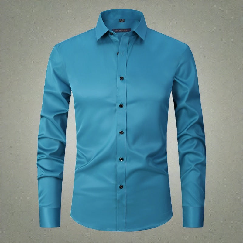 Men's Wrinkle-Free Shirt Stand Collar Formal Casual Smart Wear