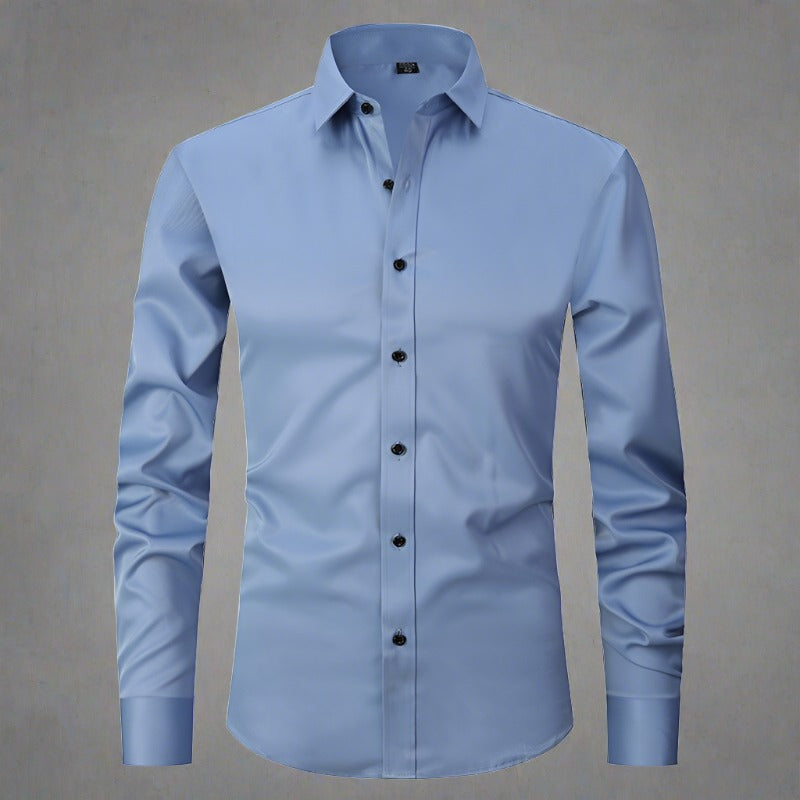 Men's Wrinkle-Free Shirt Stand Collar Formal Casual Smart Wear