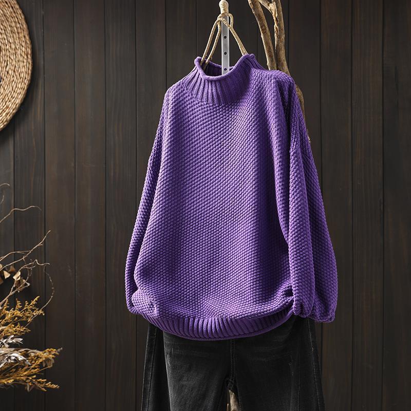 Women's Relaxed Fit Waffle Sweater Wool Cotton Blend Warm Knit Top Casual Winter Jumper Cosy Everyday Pullover Multicolour S-XXL