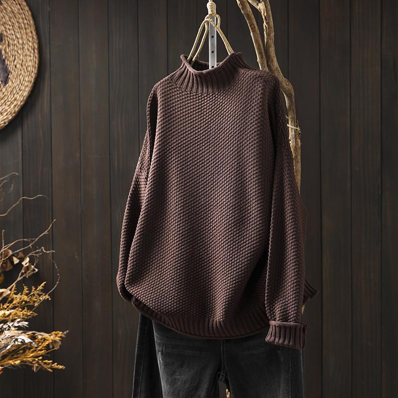 Women's Relaxed Fit Waffle Sweater Wool Cotton Blend Warm Knit Top Casual Winter Jumper Cosy Everyday Pullover Multicolour S-XXL