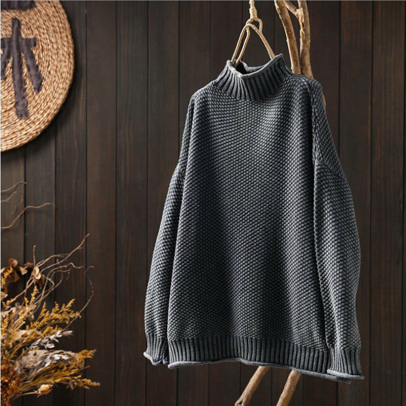 Women's Relaxed Fit Waffle Sweater Wool Cotton Blend Warm Knit Top Casual Winter Jumper Cosy Everyday Pullover Multicolour S-XXL