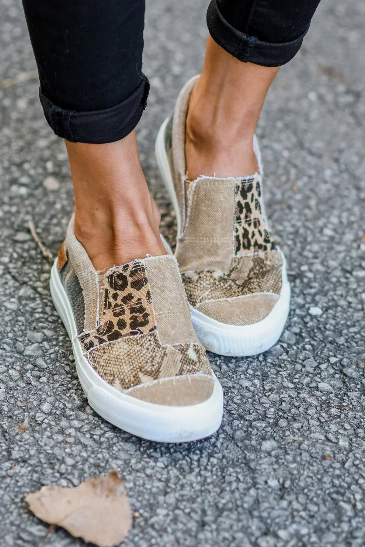 Patchwork Sneakers Comfortable Casual Shoes Animal Print Style