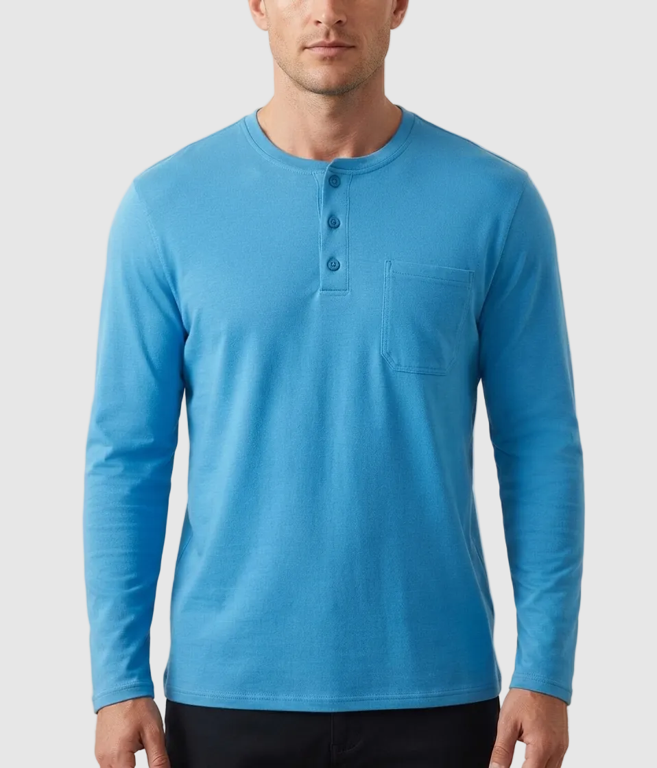 Men's Henley Shirt in Blue