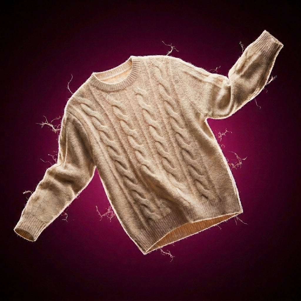 Cable Knit Wool Cashmere Sweater Crew Neck Warm Winter Pullover