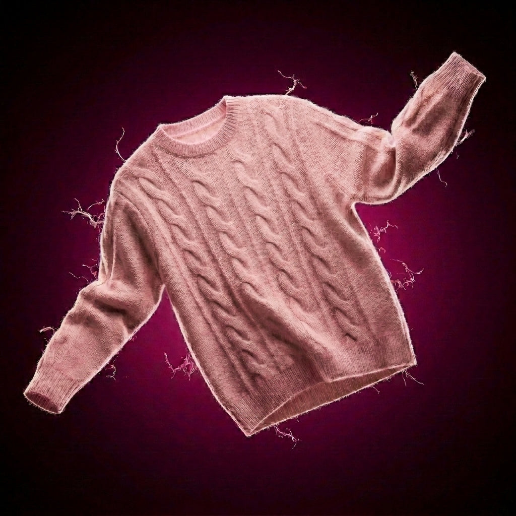 Cable Knit Wool Cashmere Sweater Crew Neck Warm Winter Pullover
