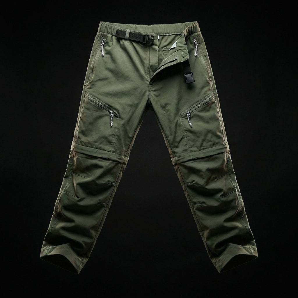 Men's Convertible Zip-Off Hiking Pants Elastic Waistband Multi-Pocket