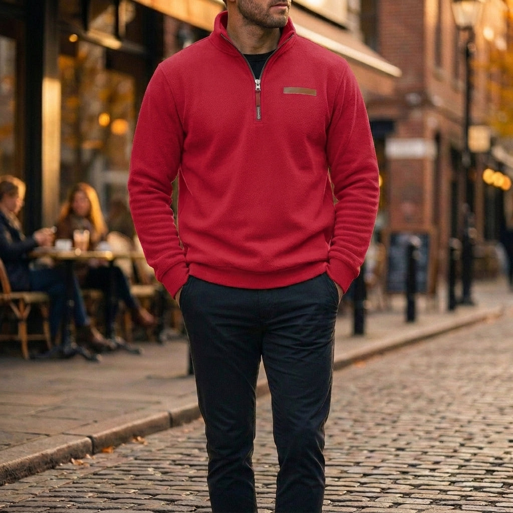 Men's Fleece Quarter-Zip Sweatshirt Casual Pullover Comfortable Everyday