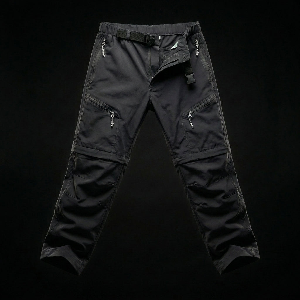 Men's Convertible Zip-Off Hiking Pants Elastic Waistband Multi-Pocket