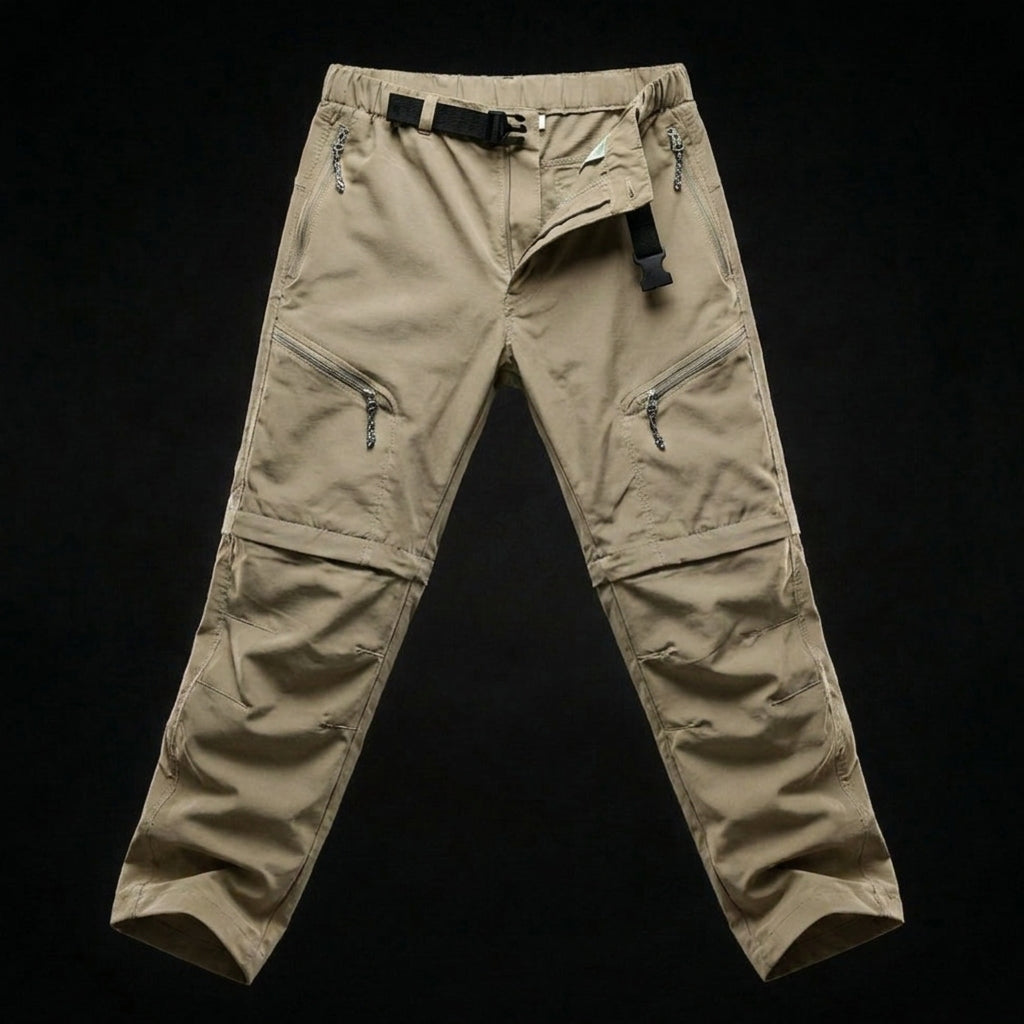 Men's Convertible Zip-Off Hiking Pants Elastic Waistband Multi-Pocket