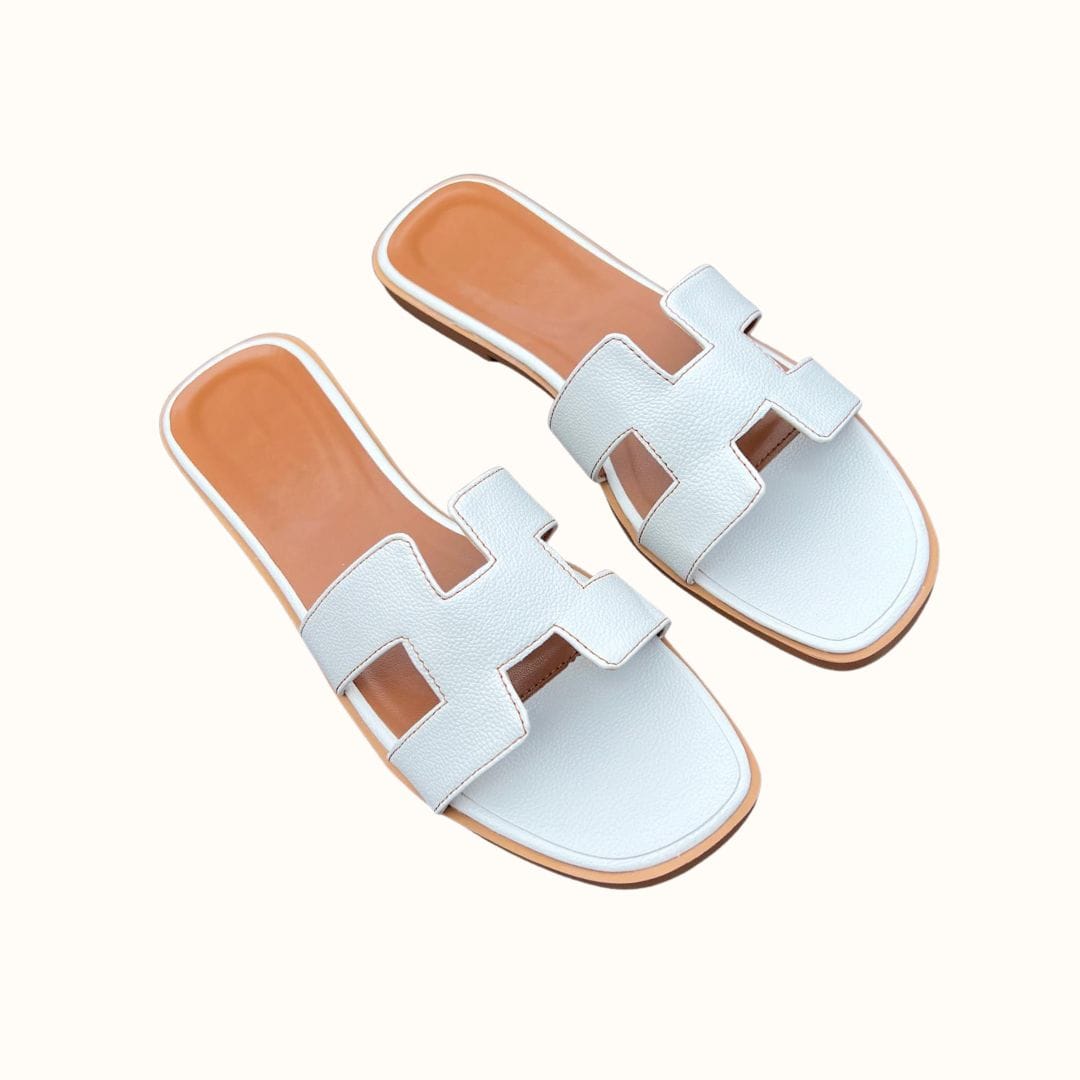 Women's H-Profile Sandals Comfortable Leather Slides Elegant Trendy Footwear
