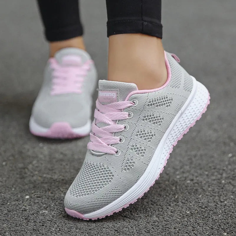 Women's Running Shoes Cushioned Lace-Up Athletic Trainers