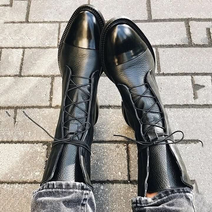 Women's Leather Ankle Boots Classic Black Casual Everyday Style