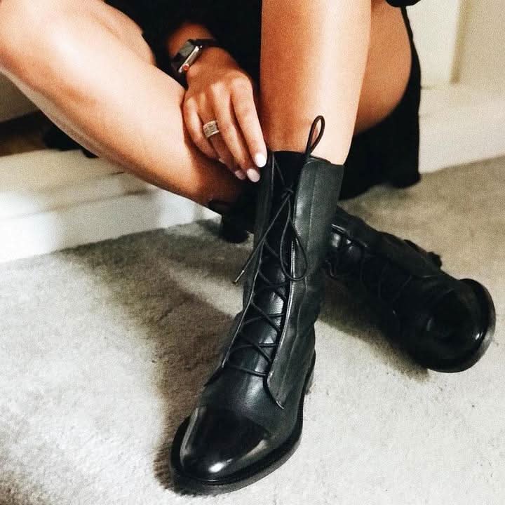 Women's Leather Ankle Boots Classic Black Casual Everyday Style
