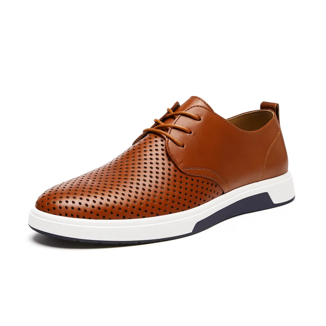 Men's Casual Lace Up Shoes Perforated Upper Flat Sole Everyday