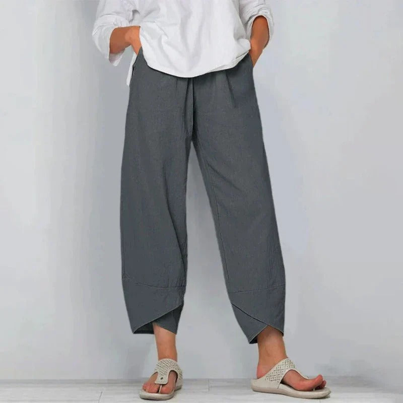 Tarni women's linen trousers in Gray