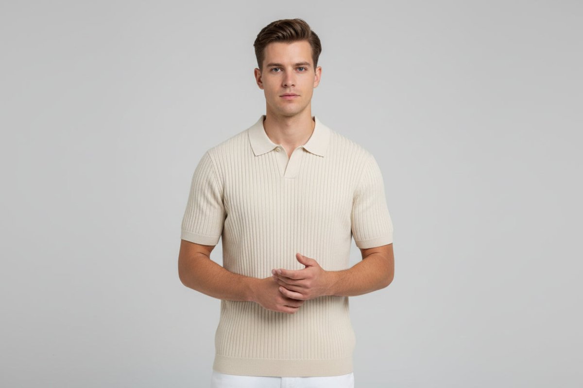 Cade men's polo shirt in Cream