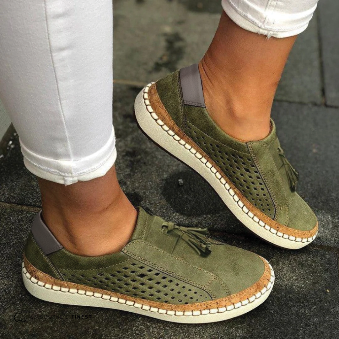 Women's Slip-On Shoes Perforated Tassel Platform Casual Everyday