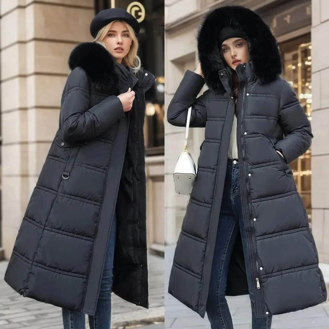 Women's Long Winter Parka – Fur-Hood Water-Resistant Padded Coat