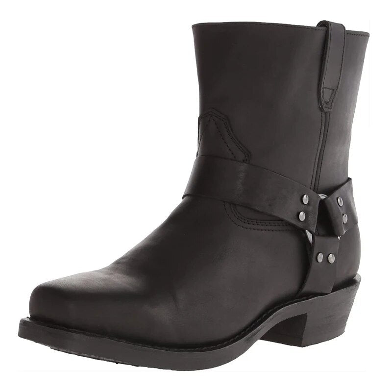 Men's Cowboy Boots with Straps Ankle High Western Style Casual