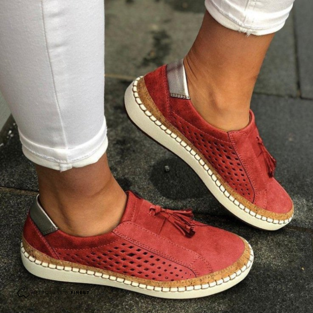 Women's Slip-On Shoes Perforated Tassel Platform Casual Everyday