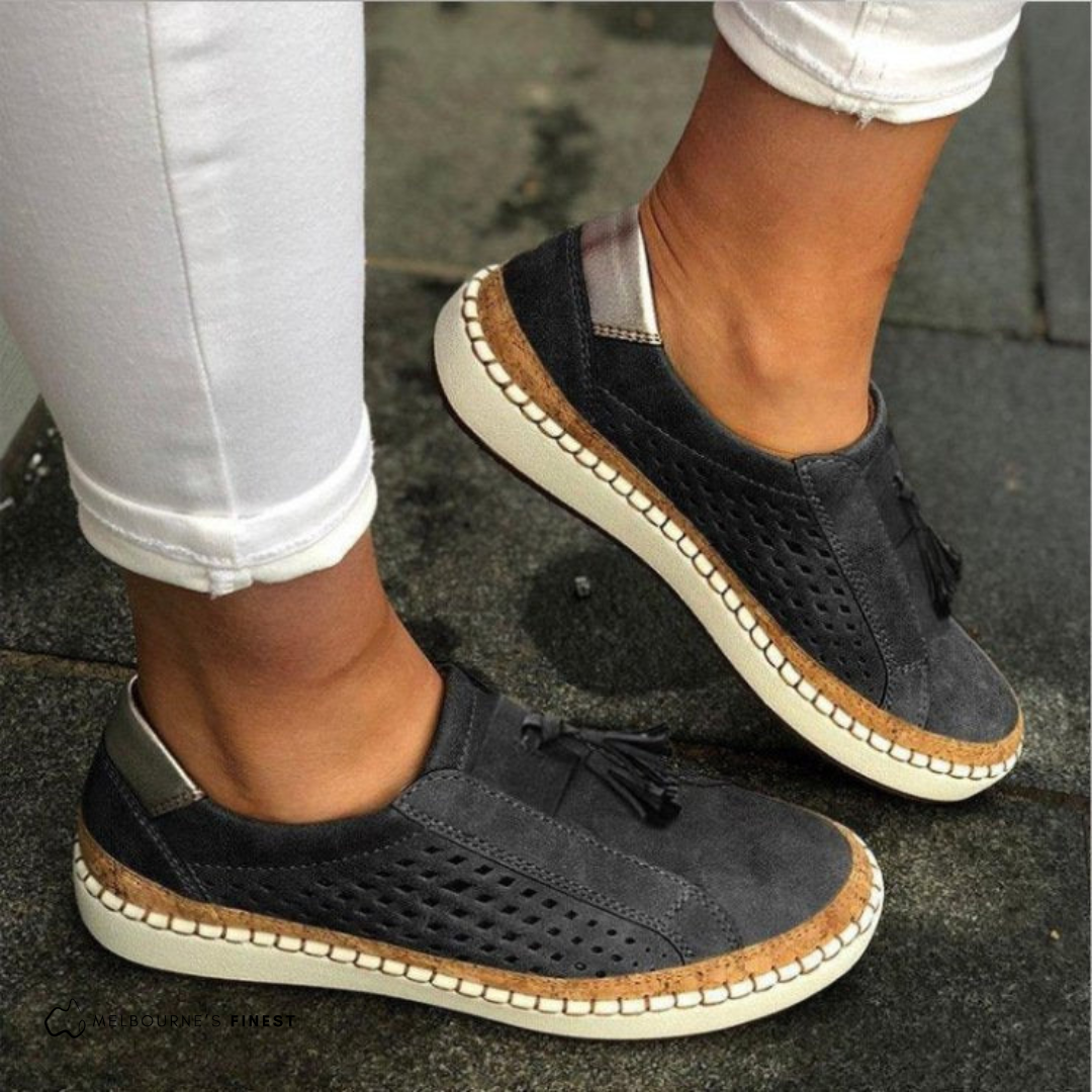 Women's Slip-On Shoes Perforated Tassel Platform Casual Everyday
