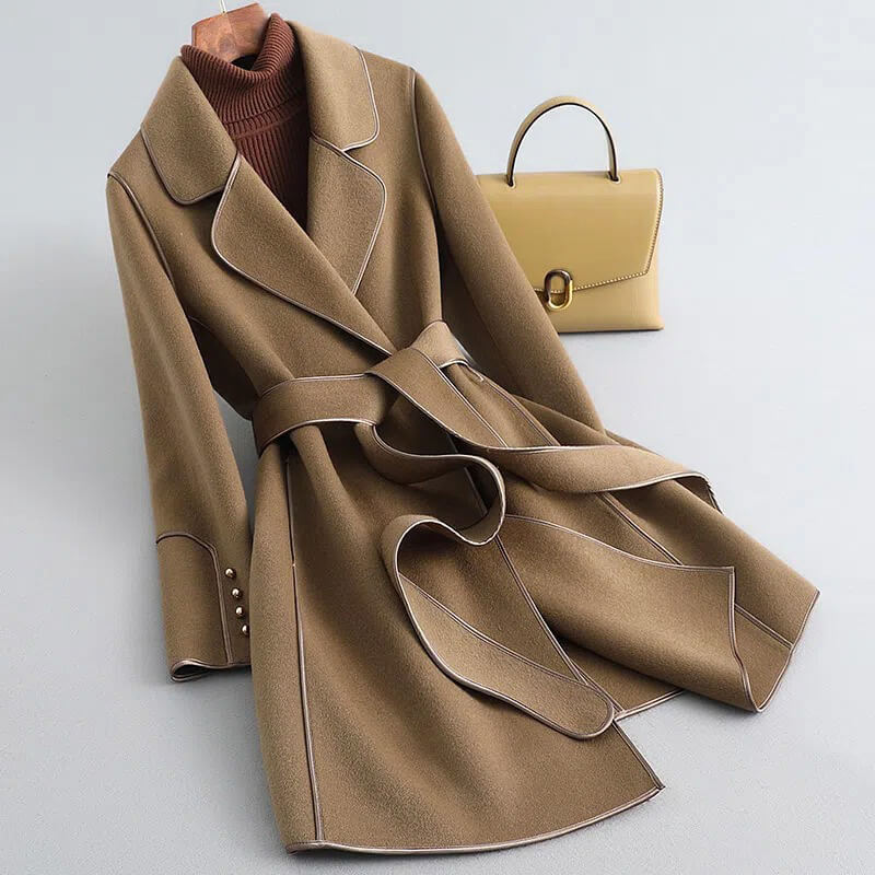 Women's Longline Trench Coat Belted Wrap Tailored Smart Casual Formal
