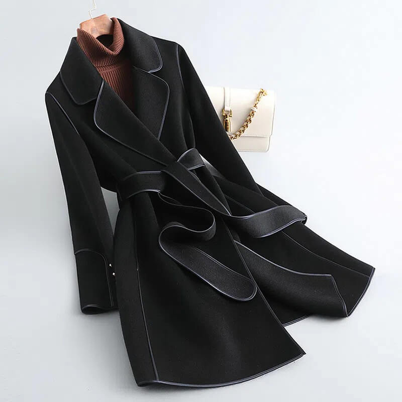 Women's Longline Trench Coat Belted Wrap Tailored Smart Casual Formal