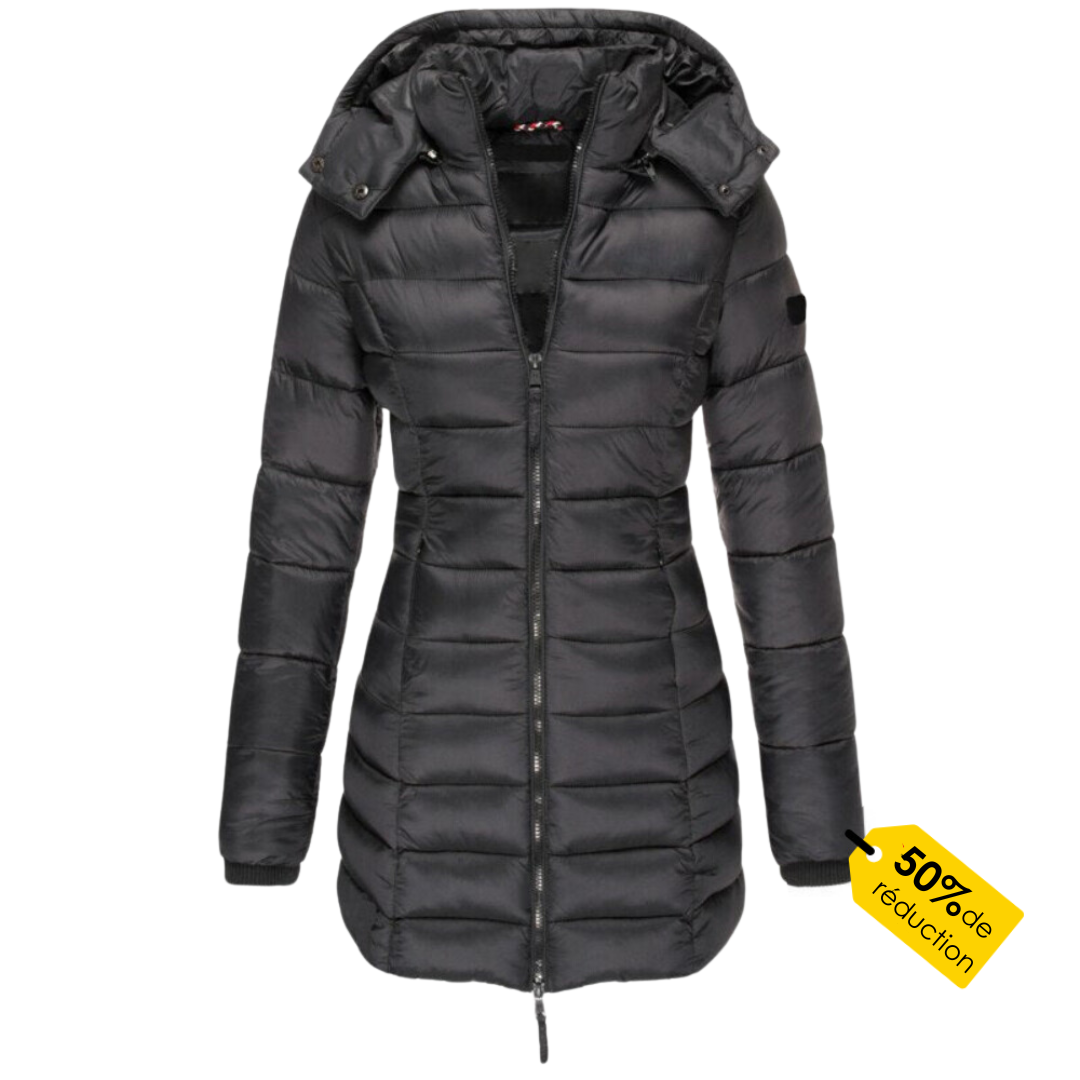 Women's Winter Down Coat Hooded Zip Polyester Warm Puffer Jacket Navy Black Khaki Beige Red Grey Yellow Ladies Padded Coat Casual Autumn Cold Weather Outdoor