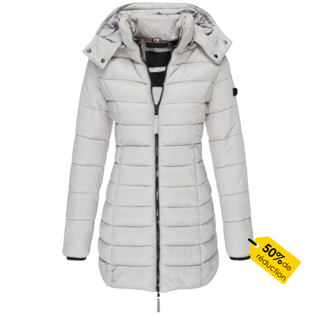 Women's Winter Down Coat Hooded Zip Polyester Warm Puffer Jacket Navy Black Khaki Beige Red Grey Yellow Ladies Padded Coat Casual Autumn Cold Weather Outdoor