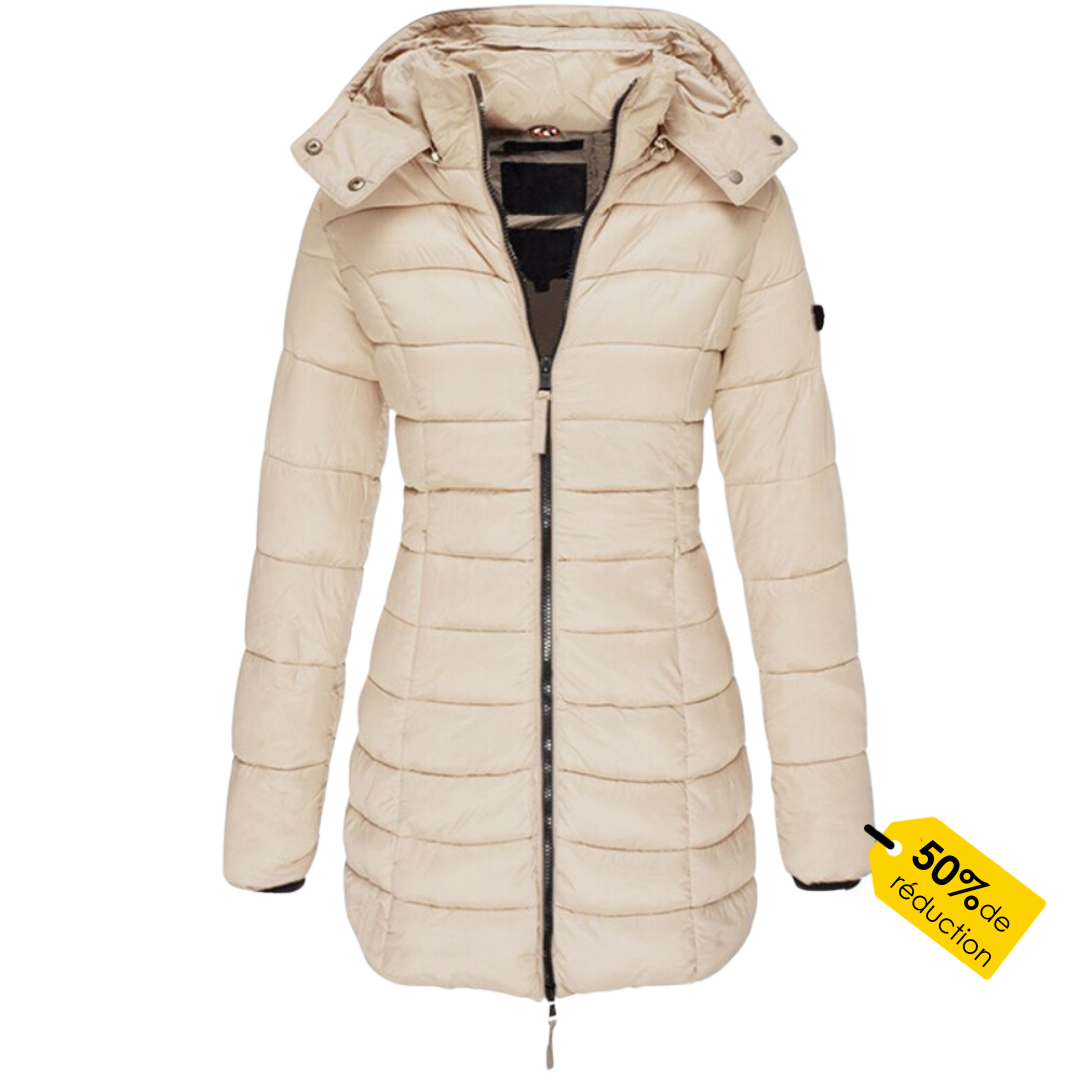 Women's Winter Down Coat Hooded Zip Polyester Warm Puffer Jacket Navy Black Khaki Beige Red Grey Yellow Ladies Padded Coat Casual Autumn Cold Weather Outdoor