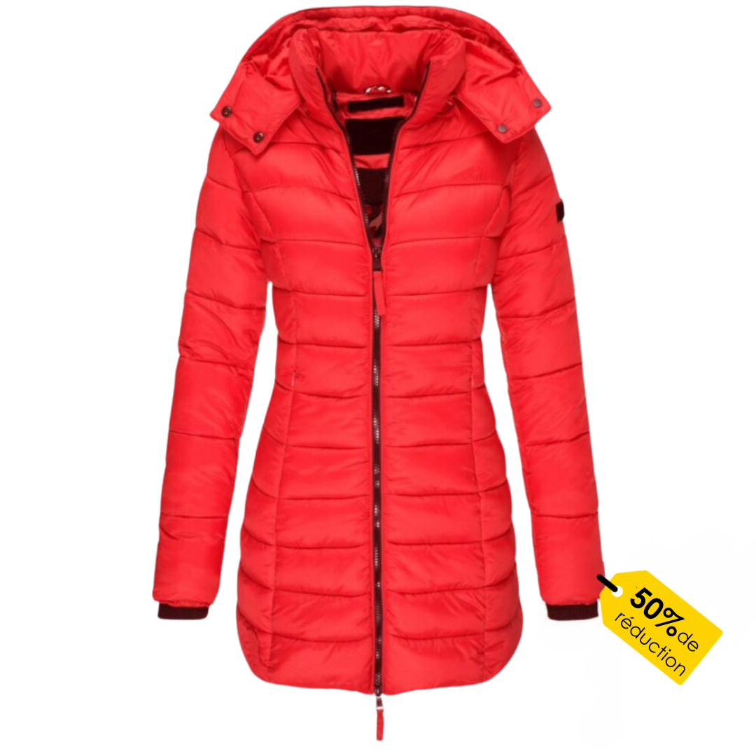 Women's Winter Down Coat Hooded Zip Polyester Warm Puffer Jacket Navy Black Khaki Beige Red Grey Yellow Ladies Padded Coat Casual Autumn Cold Weather Outdoor
