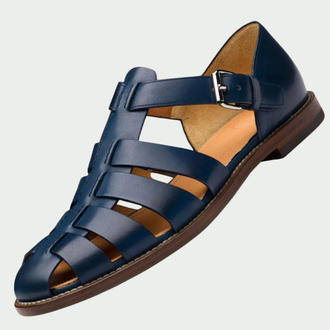 Men's Closed Toe Gladiator Sandals Leather Adjustable Buckle Strap