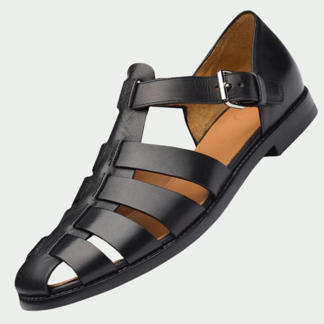 Men's Closed Toe Gladiator Sandals Leather Adjustable Buckle Strap