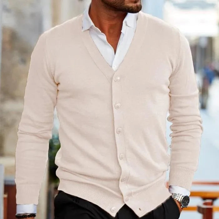 Men's V-Neck Cardigan Buttoned Casual Knit Jumper Relaxed Fit Everyday Layering Sweater Work Lounge Lightweight Sizes S-4XL-4
