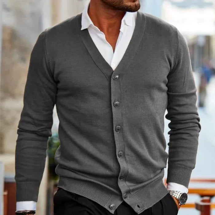 Men's V-Neck Cardigan Buttoned Casual Knit Jumper Relaxed Fit Everyday Layering Sweater Work Lounge Lightweight Sizes S-4XL-5