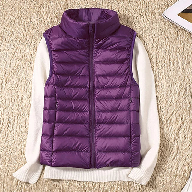 Women's Sleeveless Puffer Vest Lightweight Warm Quilted Gilet Layering