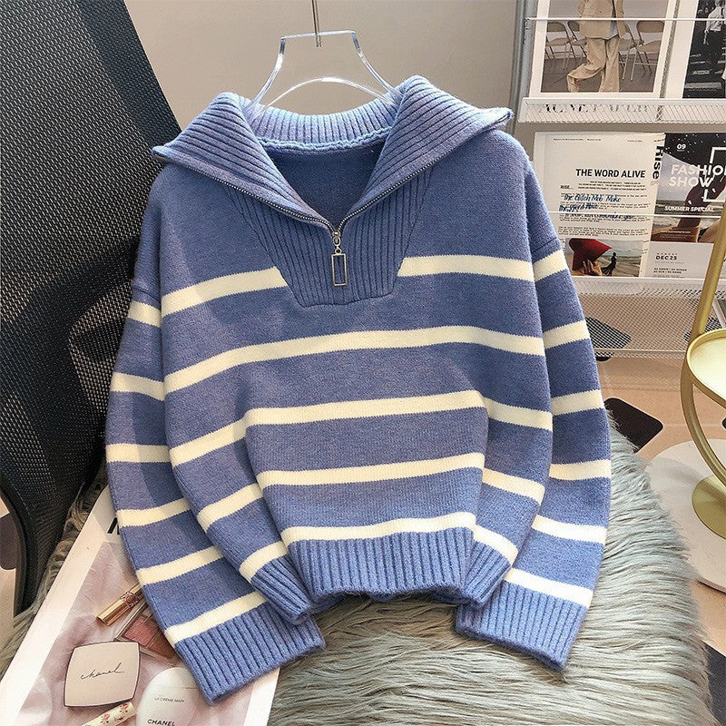 Women's Striped Long Sleeve Collared Top Classic Woven Shirt Blouse Casual Work Office Smart Everyday Ladies Fitted Tee