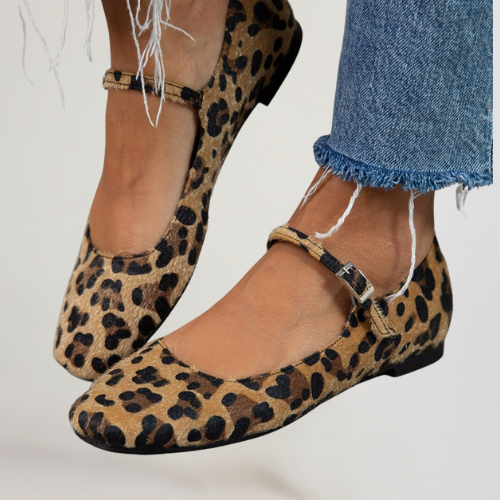 Leopard Print Ballet Flats Plush Fur Slip On Comfort Everyday Shoes