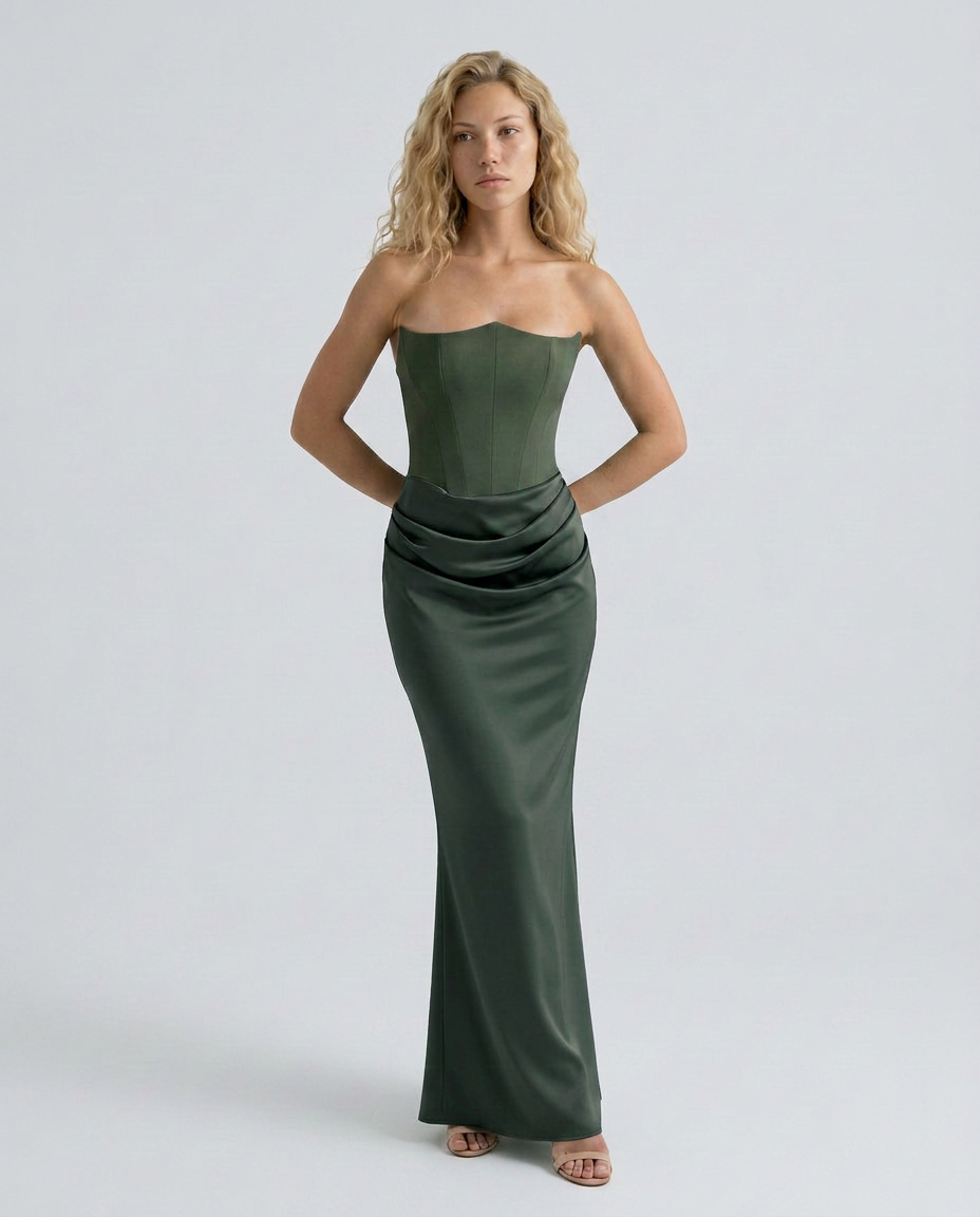 Cleo women's maxi dress in Dark Green